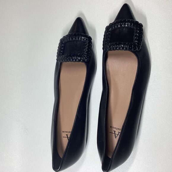 Aquatalia‎ Adorned Black Woven Leather Square Toe Flats Women’s Size 7 - Picture 7 of 16